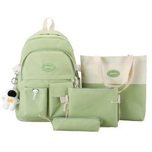 4pcs School Backpack with Shoulder Bag, Handbag, Pencil Case for Travel