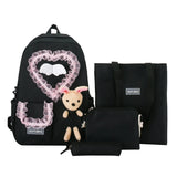 4pcs School Backpack with Shoulder Bag Handbag Pencil for CASE Travel Bookbag