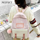 Women Backpack Plaid Pattern Shoulder Bag for Street Travel