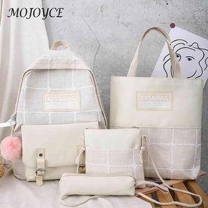 Women Backpack Plaid Pattern Shoulder Bag for Street Travel