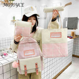 Women Backpack Plaid Pattern Shoulder Bag for Street Travel