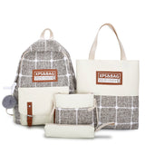 Women Backpack Plaid Pattern Shoulder Bag for Street Travel