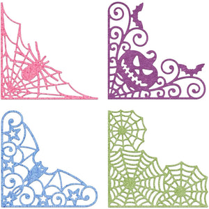 4pcs Halloween Lace Corner Cutting Dies for DIY Scrapbook Cards Making