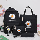 4pcs Daisy Printing Backpacks Girl Preppy Rucksacks Pencil Bag