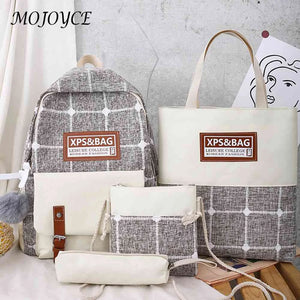Plaid Printing Backpack for College School Travel Shoulder Bag