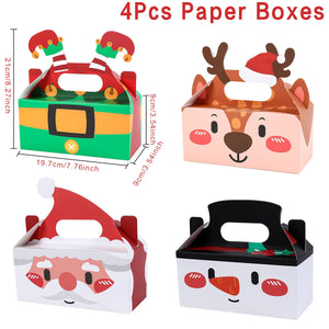 4pcs Santa Snowman Christmas Candy Boxes Xmas Box Navidad Year Packging Bags