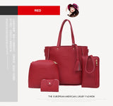 4pcs Set Tassel Crossbody Bag Wallet Purse for Women Lady Girl