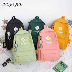 Canvas Backpack Daisy Print Rucksack Teen Girl Shoulder Bag Mochila Vintage Bags