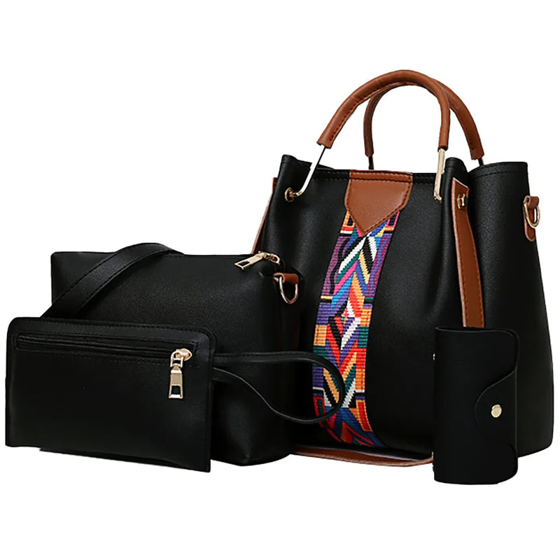 4pcs/Set Leather Shoulder Messenger Bag High Ladies