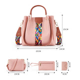 4pcs/Set Leather Shoulder Messenger Bag High Ladies
