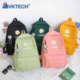 Preppy Style Daisy Print Backpacks Set Canvas School Rucksack