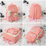 Canvas Student Backpack Set Large Capacity School Bags For Girls