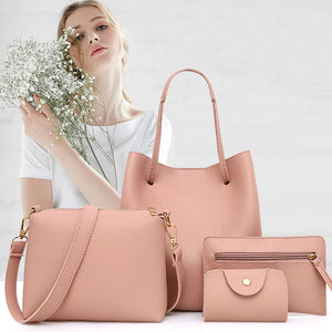 4pcs Women Shoulder Bags Crossbody Handbag Purse Clutch Wallet Set