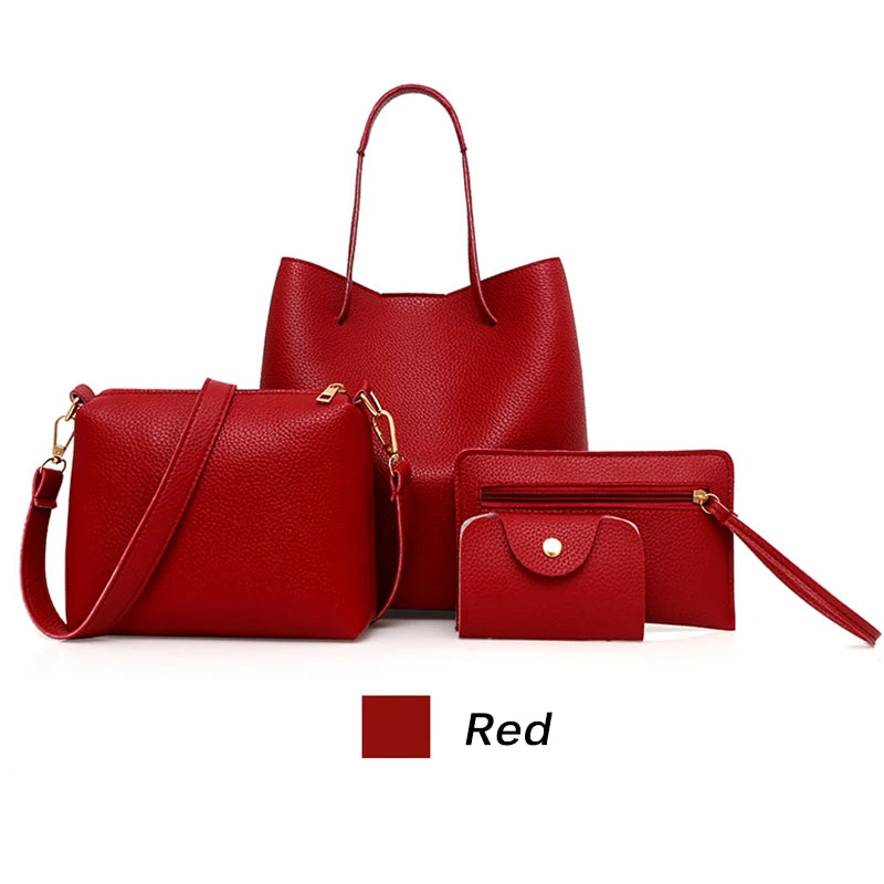 4pcs Women Shoulder Bags Crossbody Handbag Purse Clutch Wallet Set