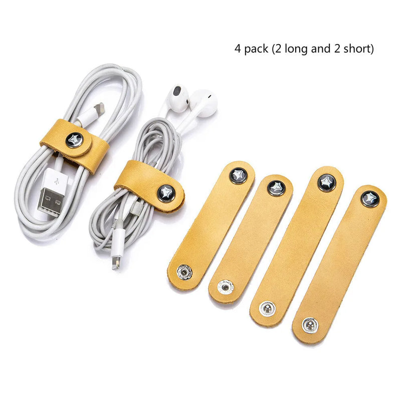 4pcs Split Leather Key Holder Key Wallet Door Key Ring Organizer Pouch