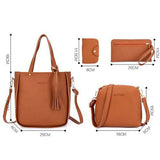 4pcs Women Leather Handbag Shoulder Bag Tote Purse Messenger Satchel Set