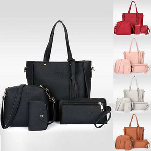 4pcs Women Leather Handbag Shoulder Bag Tote Purse Messenger Satchel Set