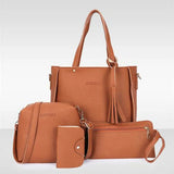 4pcs Women Leather Handbag Shoulder Bag Tote Purse Messenger Satchel Set