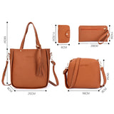 4pcs Women Handbags Solid Retro Hand Bag Four-piece Shoulder Bag