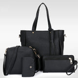 4pcs Women Handbags Solid Retro Hand Bag Four-piece Shoulder Bag
