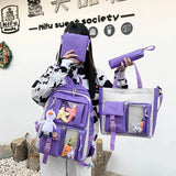 4pcs Student Schoolbags for Teenage Girls Backpacks Bookbag Tote Shoulder