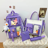 4pcs Student Schoolbags for Teenage Girls Backpacks Bookbag Tote Shoulder