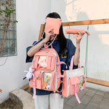 4pcs Student Schoolbags for Teenage Girls Backpacks Bookbag Tote Shoulder