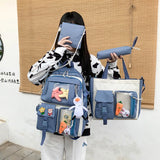 4pcs Student Schoolbags for Teenage Girls Backpacks Bookbag Tote Shoulder