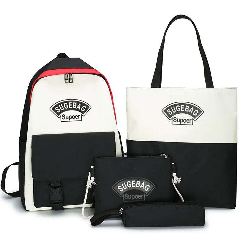 4pcs School Bags for Boys & Girls Nylon Kids Backpacks