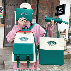 4pcs School Bags for Boys & Girls Nylon Kids Backpacks