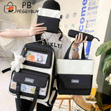 High School Girl Bookbags Large Capacity Students Bagpack Splicing Color