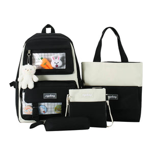 High School Girl Bookbags Large Capacity Students Bagpack Splicing Color