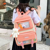 High School Girl Bookbags Large Capacity Students Bagpack Splicing Color
