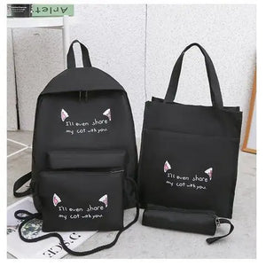 4pcs/set Laptop Backpack,Canvas School Bag for Teenager
