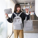 4pcs/set Laptop Backpack,Canvas School Bag for Teenager