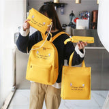 4pcs/set Laptop Backpack,Canvas School Bag for Teenager