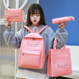 4pcs/set Laptop Backpack,Canvas School Bag for Teenager