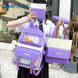4pcs/set Student Travel Backpacks Large Capacity Girl Shoulder