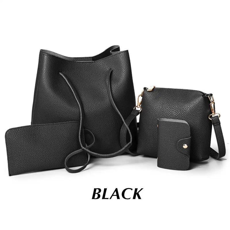 4pcs Women Handbags Wallet Tote Shoulder Bag Satchel Purse Set PU Leather