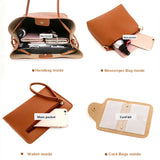 4pcs Women Handbags Wallet Tote Shoulder Bag Satchel Purse Set PU Leather
