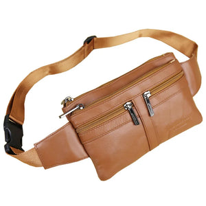 6 inch Men's Leather Waist Bag Mini Phone Pocket Chest Bag