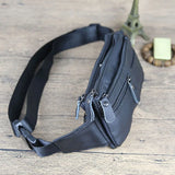 6 inch Men's Leather Waist Bag Mini Phone Pocket Chest Bag