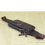 6 inch Men's Leather Waist Bag Mini Phone Pocket Chest Bag