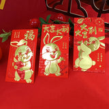 6PCS Chinese Rabbit Year Hongbao Red Envelope Childrens Gift Money Bag