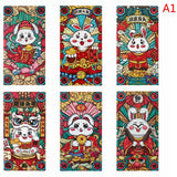 6PCS Chinese Rabbit Year Hongbao Red Envelope Childrens Gift Money Bag