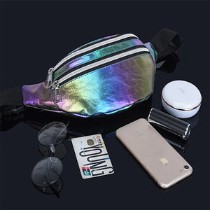 Laser PU Holographic Fanny Pack Waist Bag for Women Girls