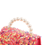 Girls Sequins Cross-body Bag Children Bow Pattern Square Messenger Bag