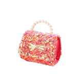 Girls Sequins Cross-body Bag Children Bow Pattern Square Messenger Bag