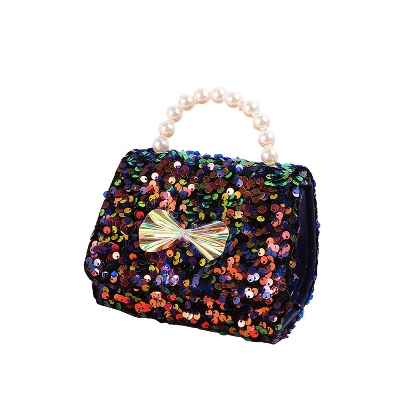 Girls Sequins Cross-body Bag Children Bow Pattern Square Messenger Bag