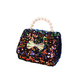 Girls Sequins Cross-body Bag Children Bow Pattern Square Messenger Bag